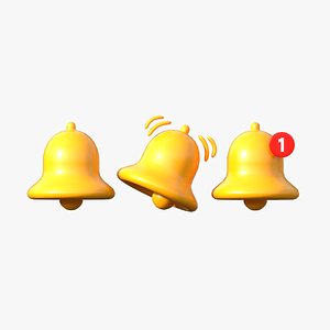Golden Alert Notification Bell Ringing 3D model