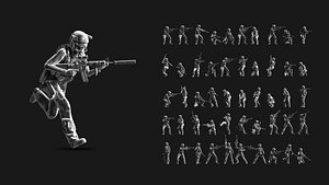 3D US Soldier Set 02 model