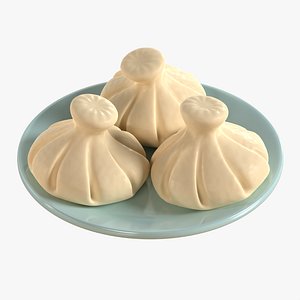 3D Khinkali dumplings on dish