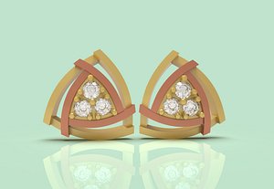 3D Diamond Top Earring - 0012 - 3D