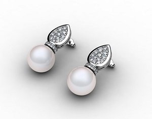Earrings pearls and diamonds