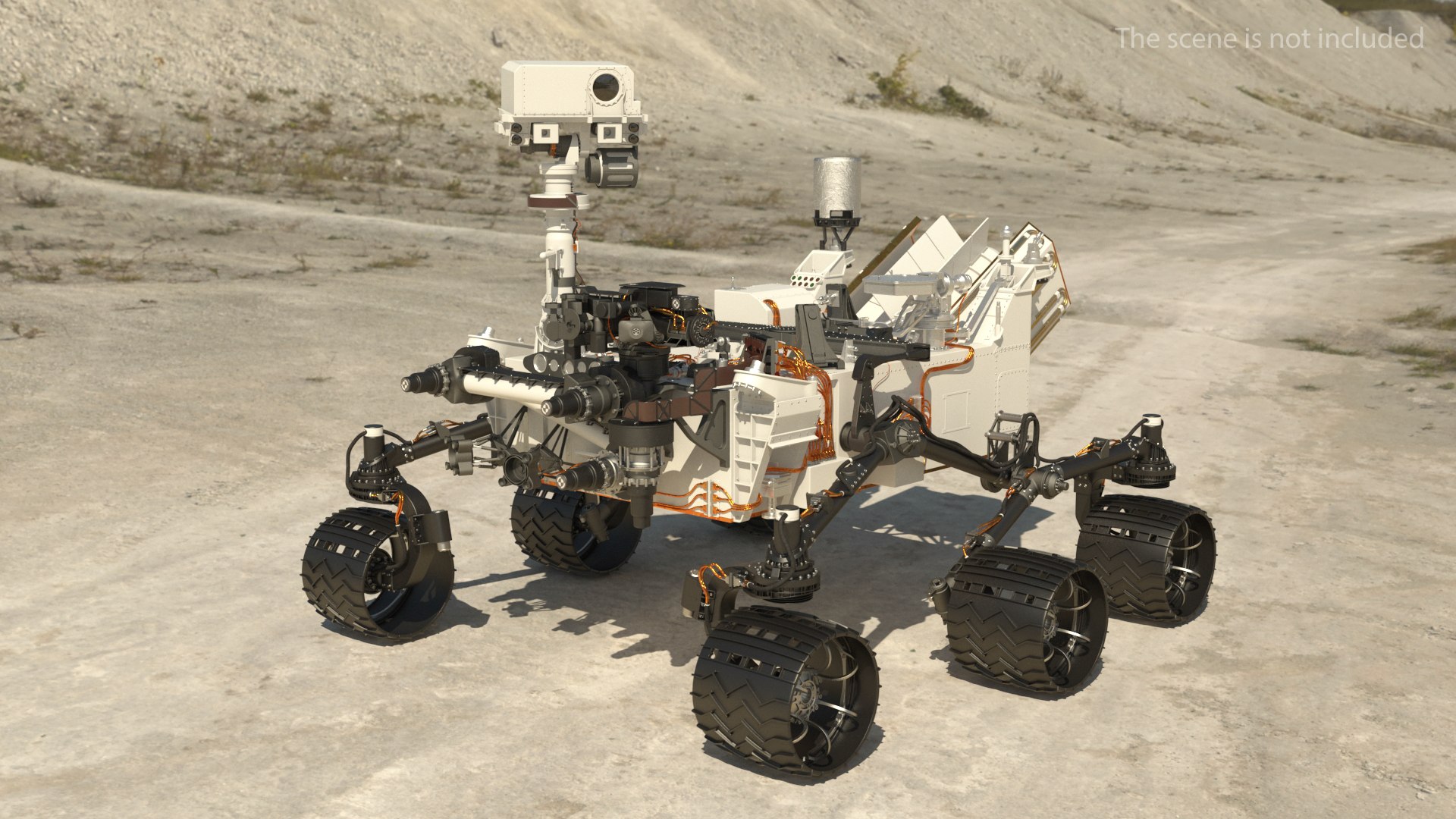 Curiosity Mars Rover Rigged 3D model preview