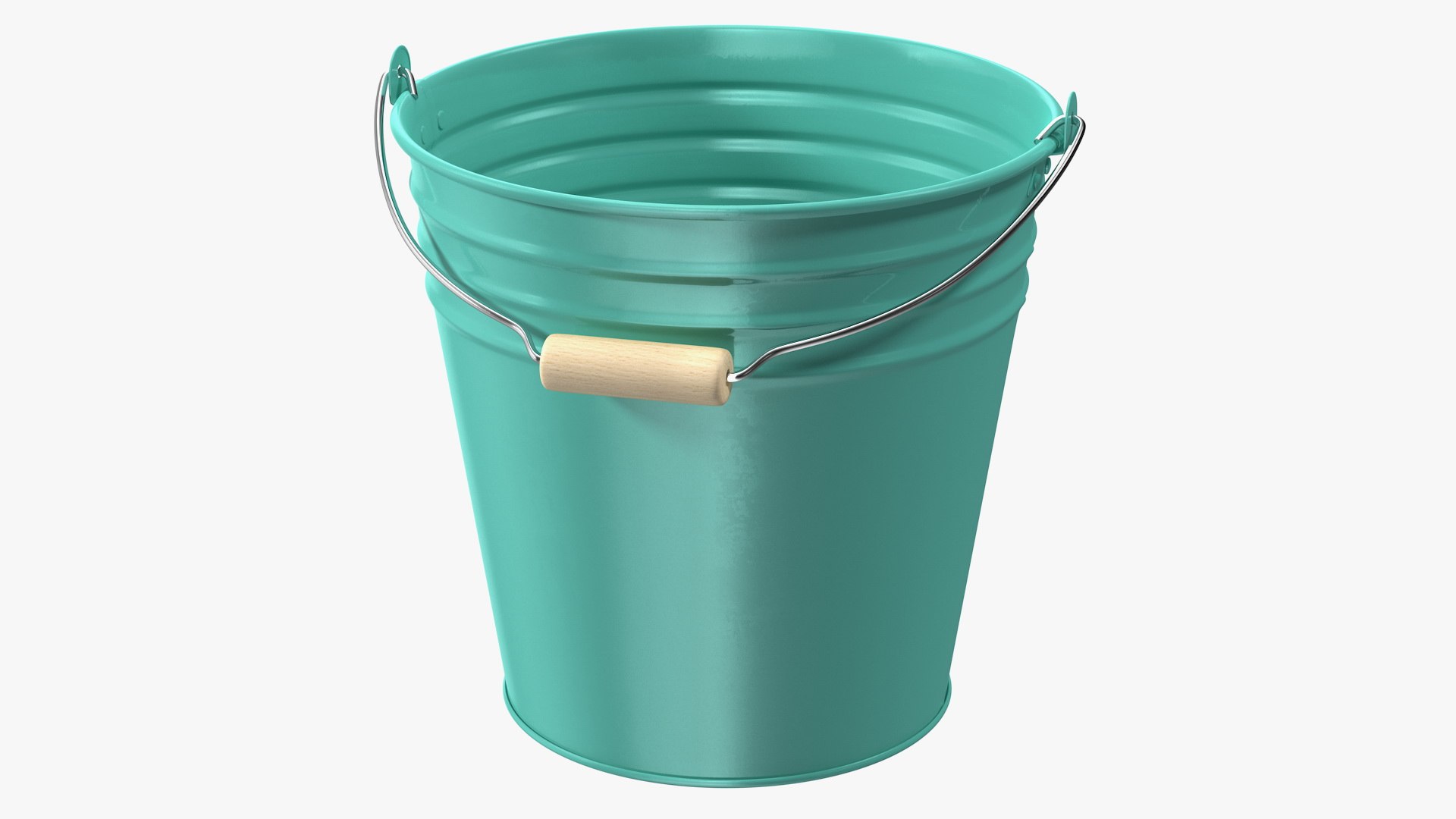 Antique Cleaning Pail with Wood Handle 3D model preview