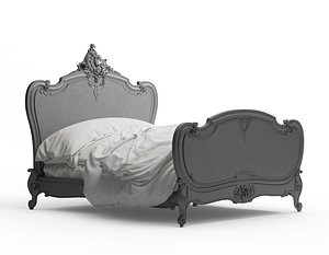 louis xv carved bed 3D model