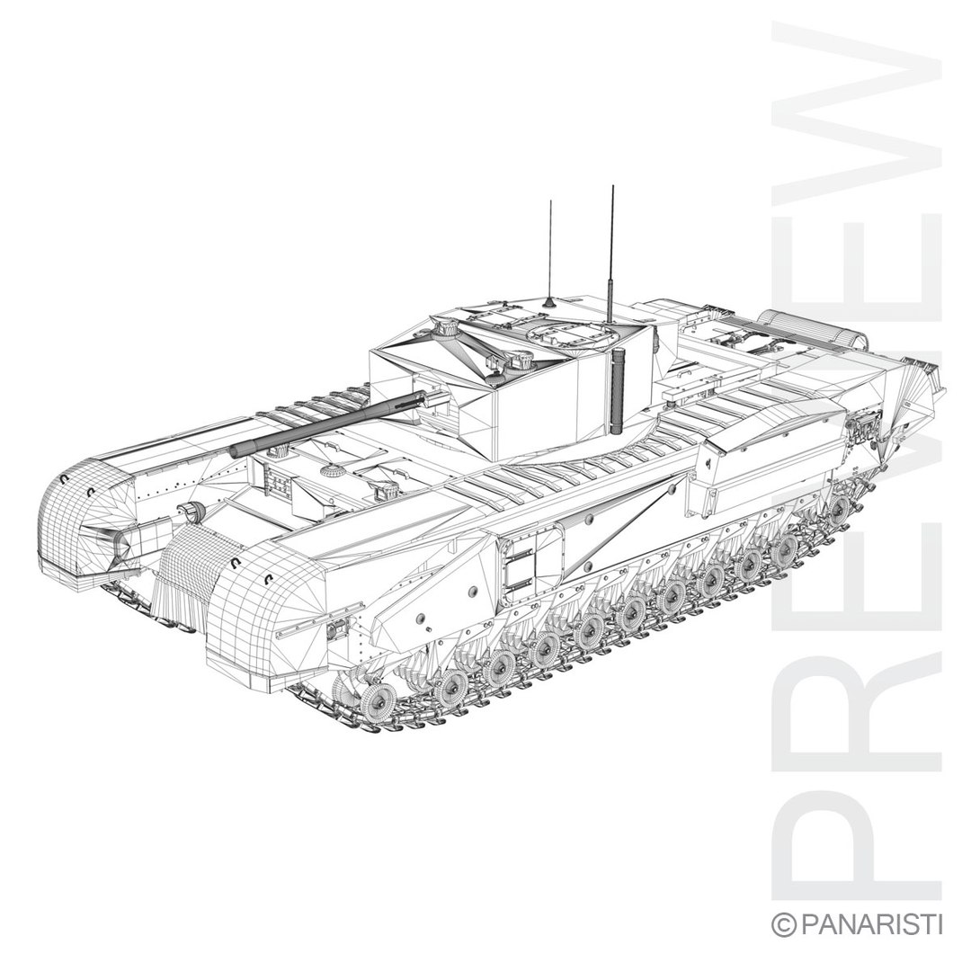 churchill mk iii tank 3d model