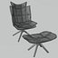 Chair  Armchair with bench for interior visualisation model