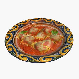 3D Ravioli with tomato sauce model