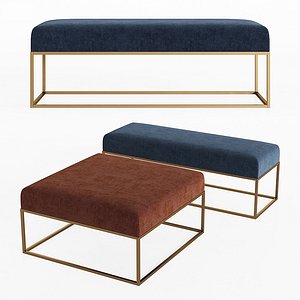box frame upholstered bench 3D model