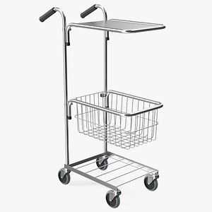 Chrome Mini Trolley with Shelf and Basket