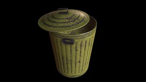 Old Yellow Trashcan 3D