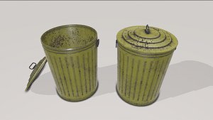 Old Yellow Trashcan 3D