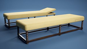 Renaissance upholstered couch PBR 3D model