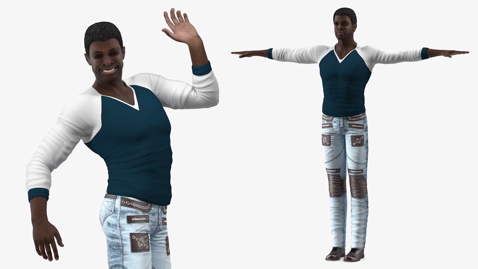 Afro American Man in City Style Rigged for Modo 3D model preview