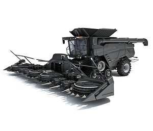 3D Black Combine Harvester
