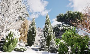 Winter Snow Forest Trees Pack 55 HighpolyLow Poly