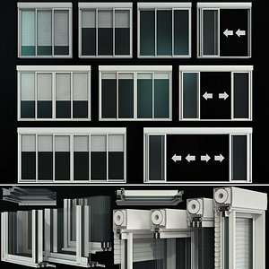 sliding stained glass doors 3D model