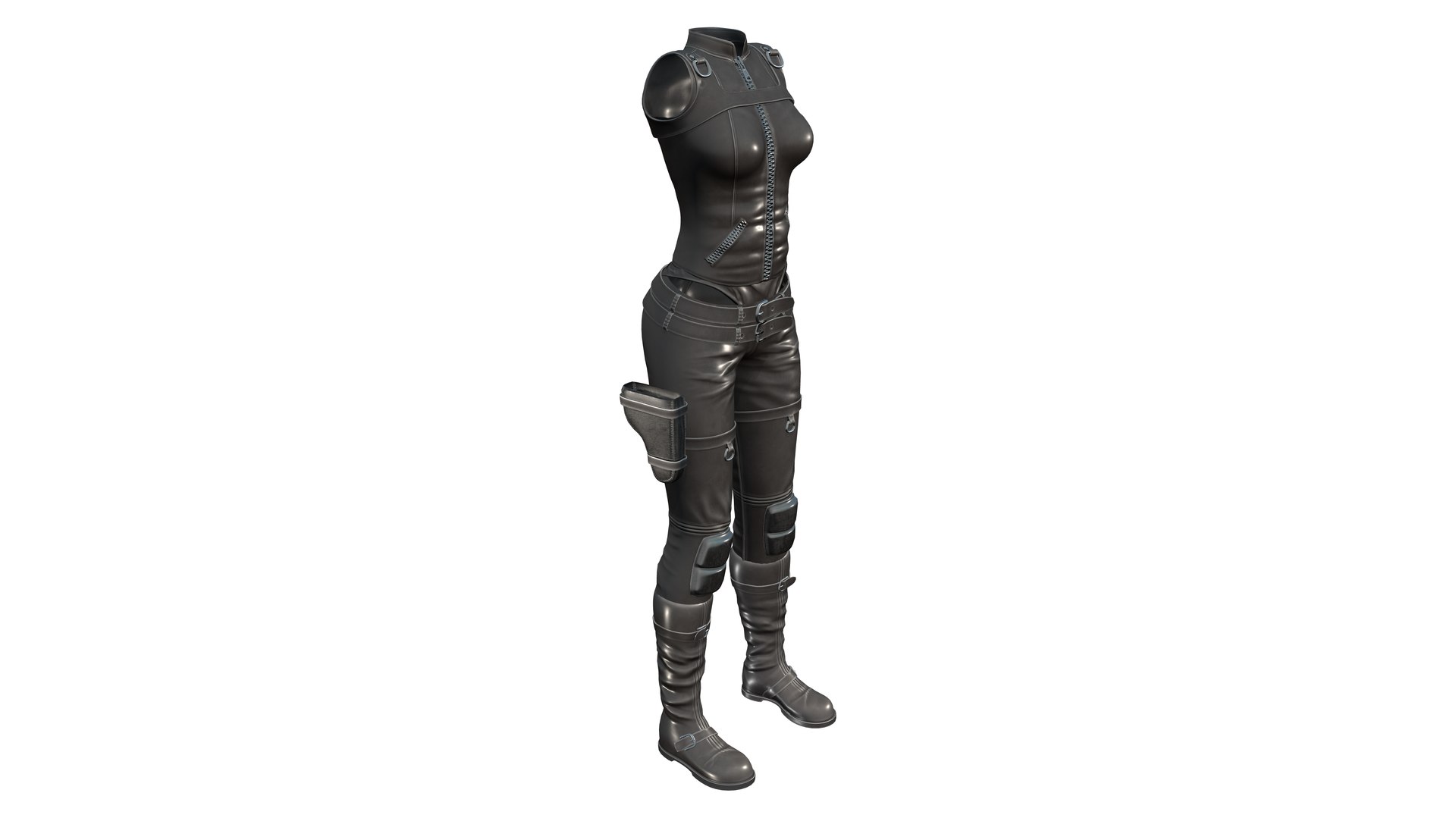 Black Leather Combat Rider Outfit 3D Model - TurboSquid 2002954