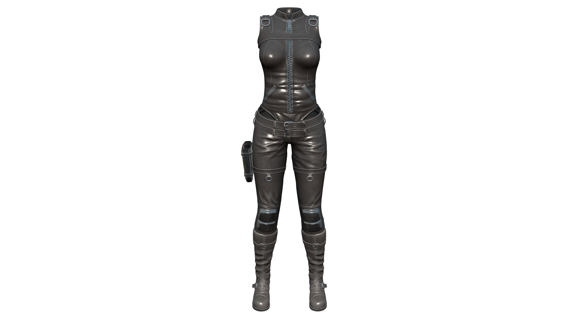 Black Leather Combat Rider Outfit 3D Model - TurboSquid 2002954