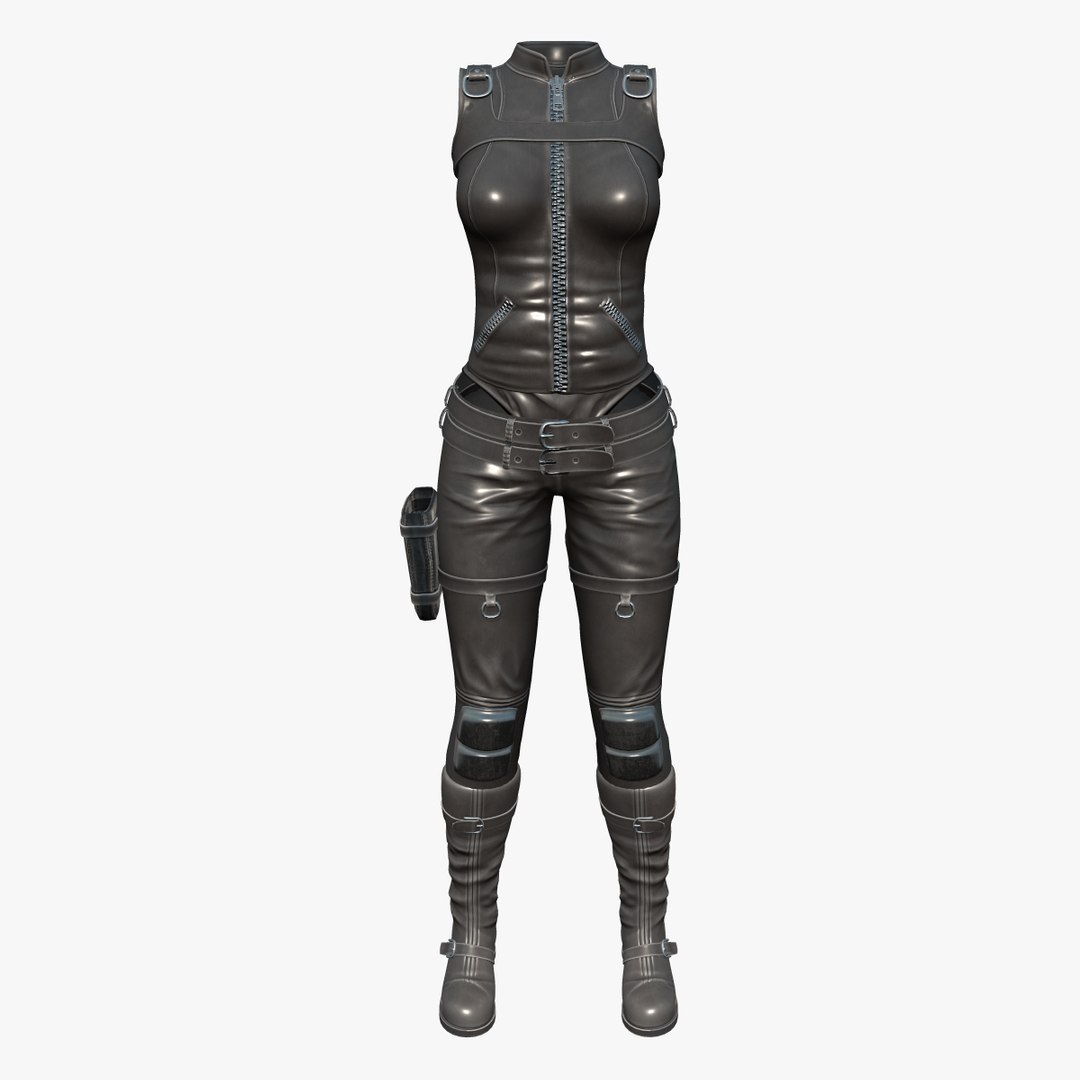 Black Leather Combat Rider Outfit 3D Model - TurboSquid 2002954