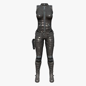 Black Leather Combat Rider Outfit