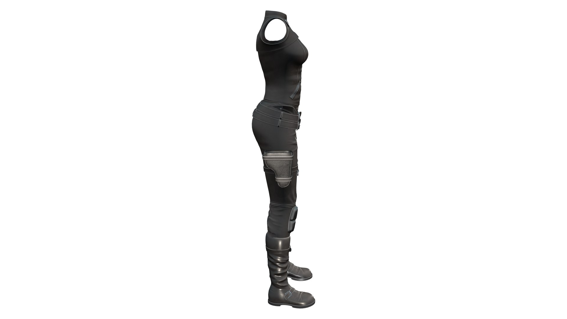 Black Leather Combat Rider Outfit 3D Model - TurboSquid 2002954