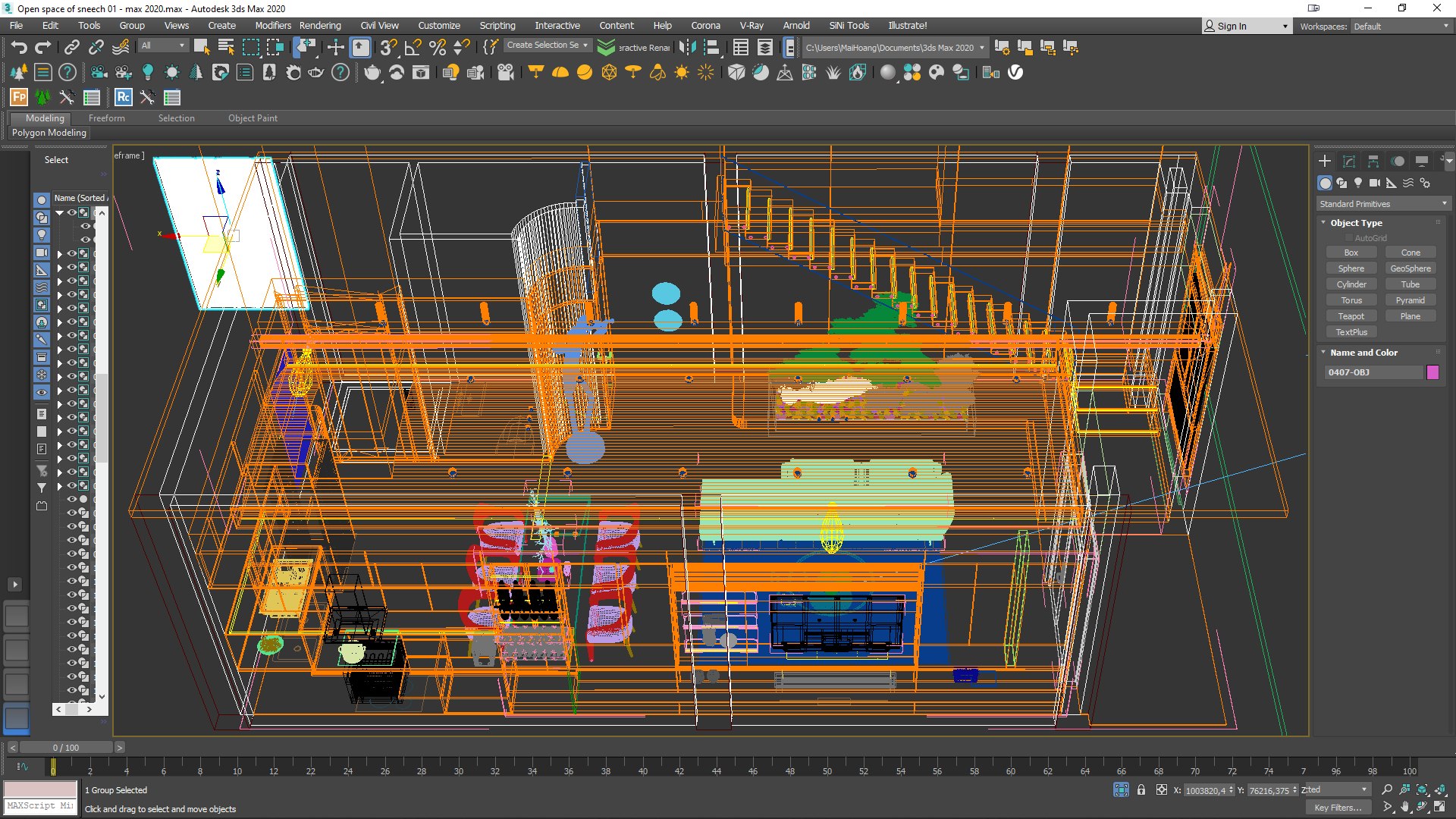 Open Space Of Sneech 01 - Living Kitchen Dining - MAX FBX OBJ SKP ...