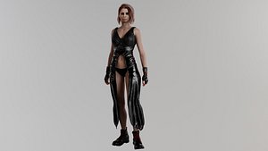 3D Young witch in black