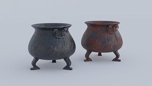 3D model Forged Iron Cauldron with 4K Textures 3D model