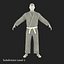 Karate Fighter Black Suit with Fur 3D Model