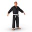 Karate Fighter Black Suit with Fur 3D Model