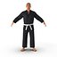 Karate Fighter Black Suit with Fur 3D Model