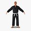 Karate Fighter Black Suit with Fur 3D Model