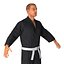 Karate Fighter Black Suit with Fur 3D Model