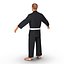Karate Fighter Black Suit with Fur 3D Model