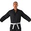 Karate Fighter Black Suit with Fur 3D Model