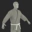 Karate Fighter Black Suit with Fur 3D Model