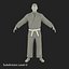 Karate Fighter Black Suit with Fur 3D Model