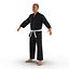 Karate Fighter Black Suit with Fur 3D Model