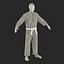 Karate Fighter Black Suit with Fur 3D Model
