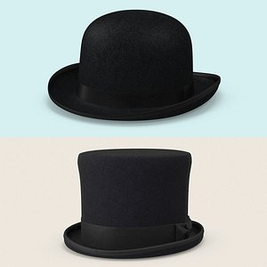 3d vintage hat set model