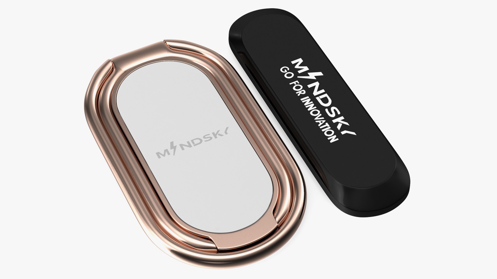 Finger Ring and Desktop Phone Holder Gold 3D model preview
