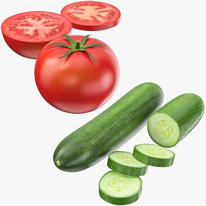 Cucumber And Tomato Collection 3D model