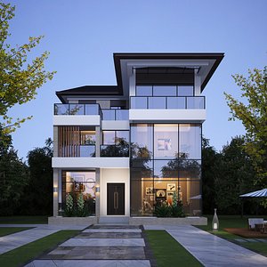 Modern Luxury Villa With Interior 3D Model 3D
