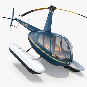 3d model helicopter robinson r44 floats