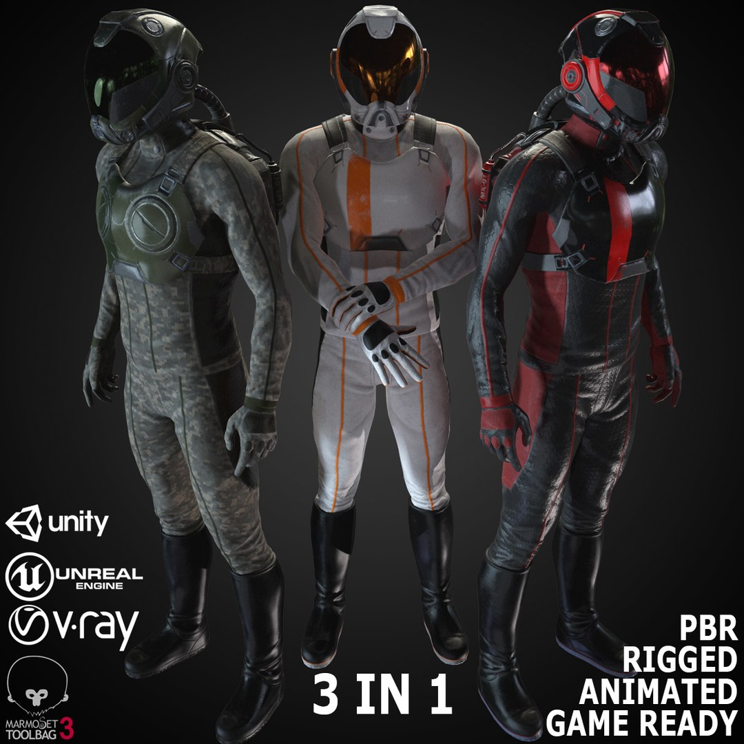 3D model Sci-fi Futuristic Full Body Suit VR / AR / low-poly