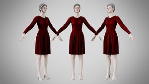 Dress 05 Burgundy Velvet 3D model