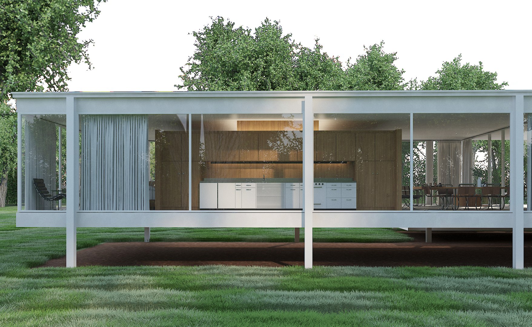 Edith Farnsworth House Exterior And Interior Model - TurboSquid 2295137