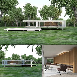 Edith Farnsworth House Exterior and Interior model