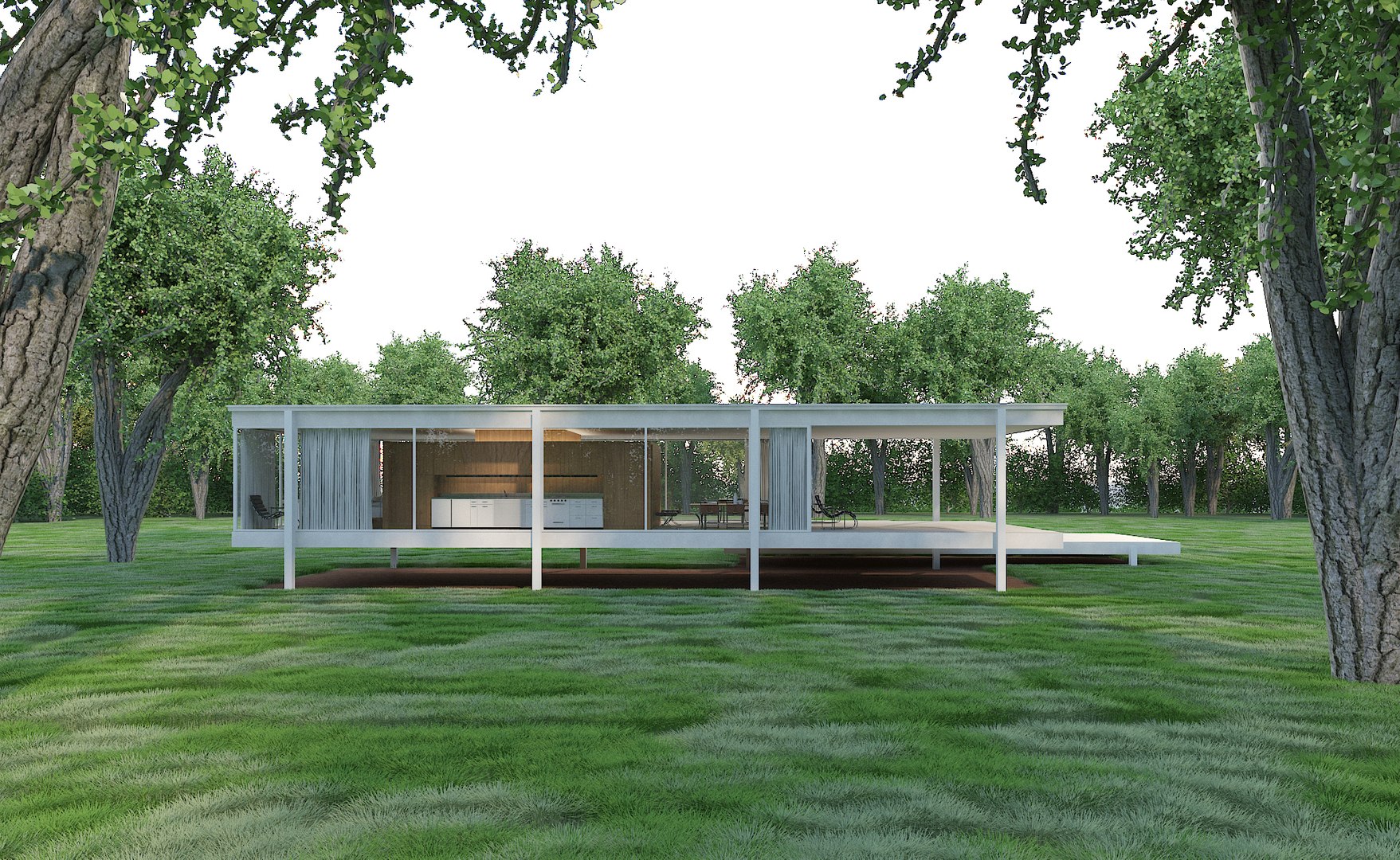 Edith Farnsworth House Exterior And Interior Model - TurboSquid 2295137