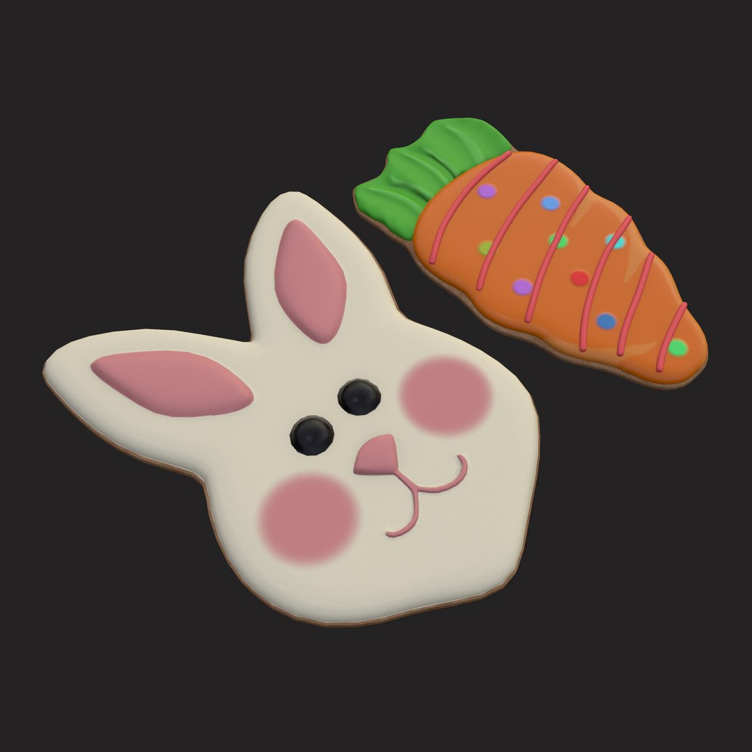 3D Bunny And Carrot Cookie - TurboSquid 1885208